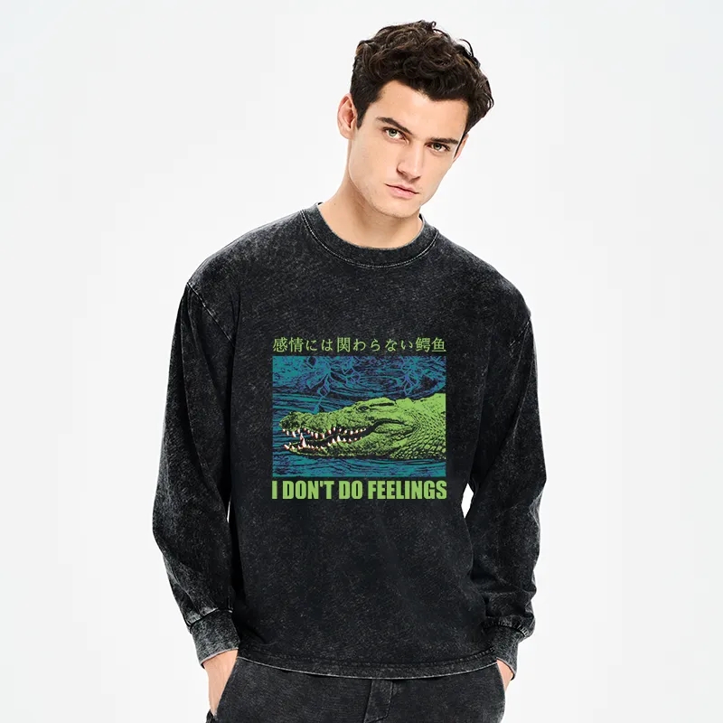 Tokyo-Tiger An Emotionless Crocodile Washed Long Sleeve T-Shirt