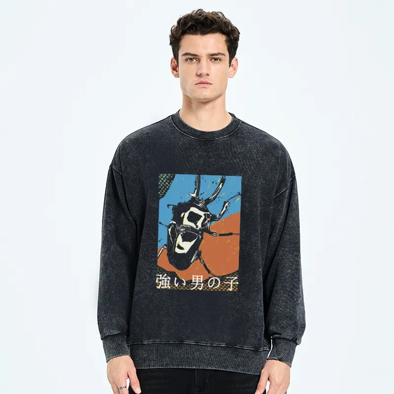 Tokyo-Tiger Strong Beetle Japanese Washed Sweatshirt