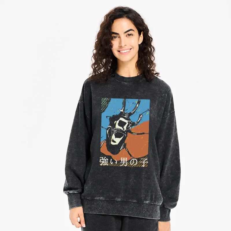 Tokyo-Tiger Strong Beetle Japanese Washed Sweatshirt