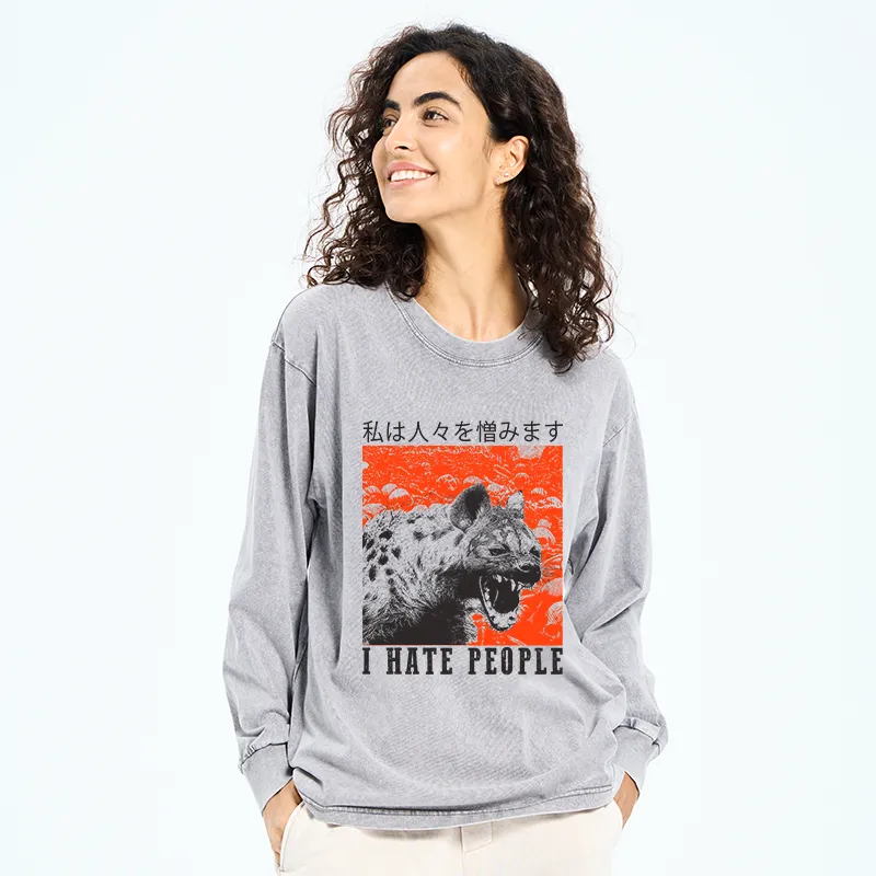 Tokyo-Tiger A Hyena That Hates Humans Washed Long Sleeve T-Shirt