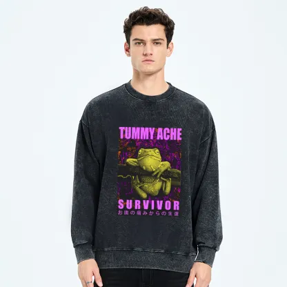 Tokyo-Tiger A Frog With Stomachache Washed Sweatshirt