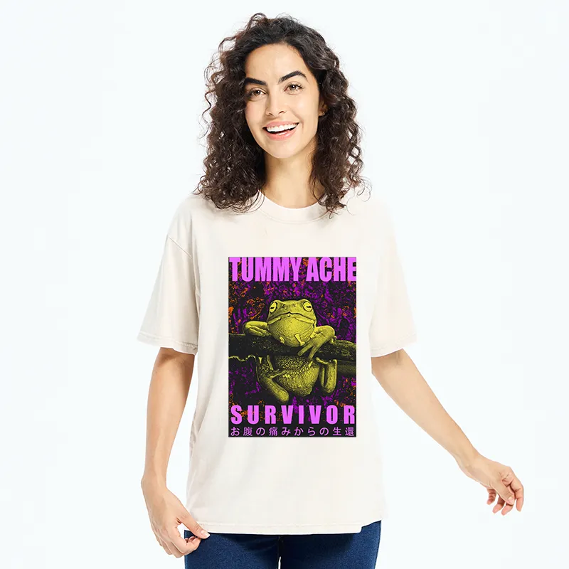 Tokyo-Tiger A Frog With Stomachache Washed T-Shirt