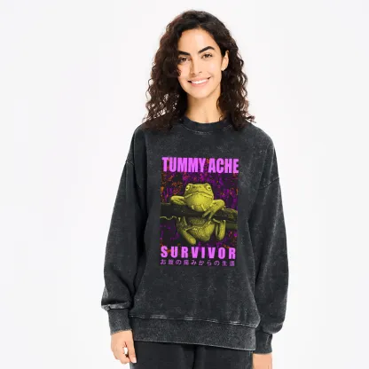 Tokyo-Tiger A Frog With Stomachache Washed Sweatshirt