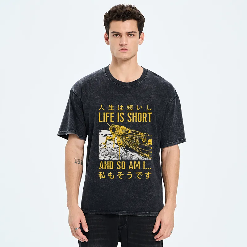 Tokyo-Tiger A Grasshopper With A Short Life Washed T-Shirt