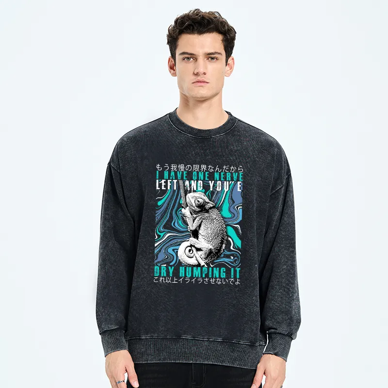 Tokyo-Tiger I Have One Nerve Chameleon Washed Sweatshirt