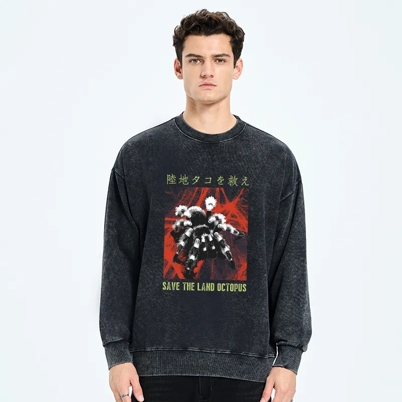 Tokyo-Tiger Real Scary Spiders Washed Sweatshirt