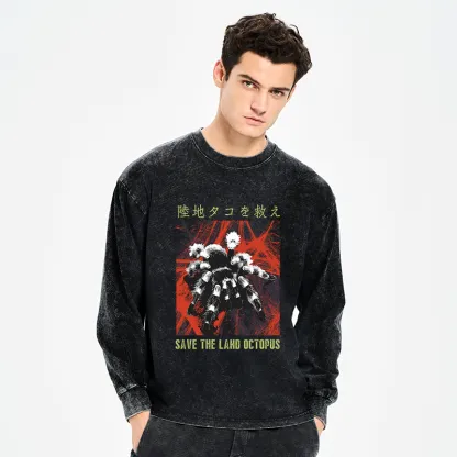Tokyo-Tiger Real Scary Spiders Washed Long Sleeve T-Shirt