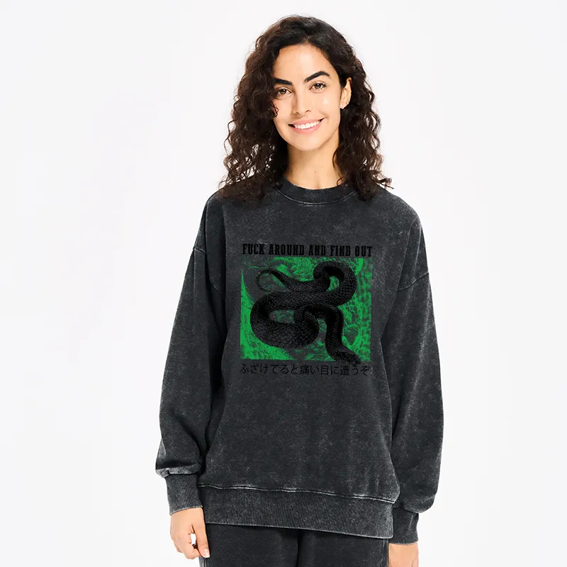 Tokyo-Tiger Cold And Heartless Snake Washed Sweatshirt
