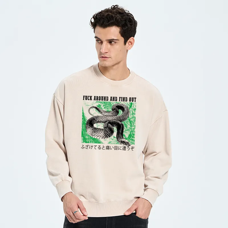 Tokyo-Tiger Cold And Heartless Snake Washed Sweatshirt