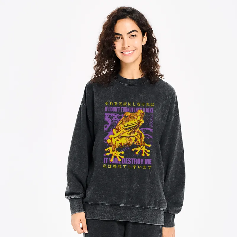 Tokyo-Tiger A Frog Prone To Emotional Breakdown Washed Sweatshirt