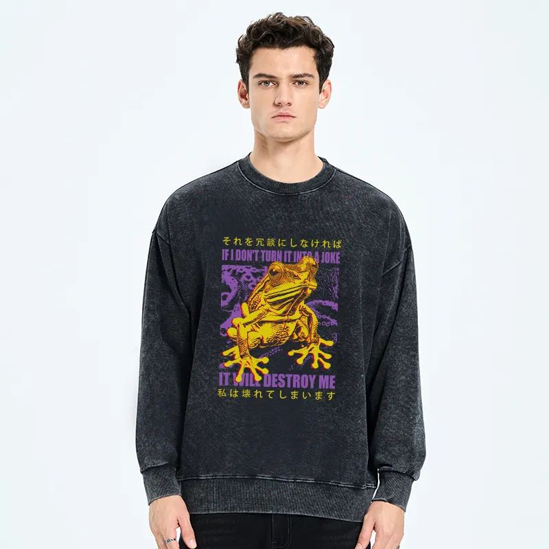 Tokyo-Tiger A Frog Prone To Emotional Breakdown Washed Sweatshirt