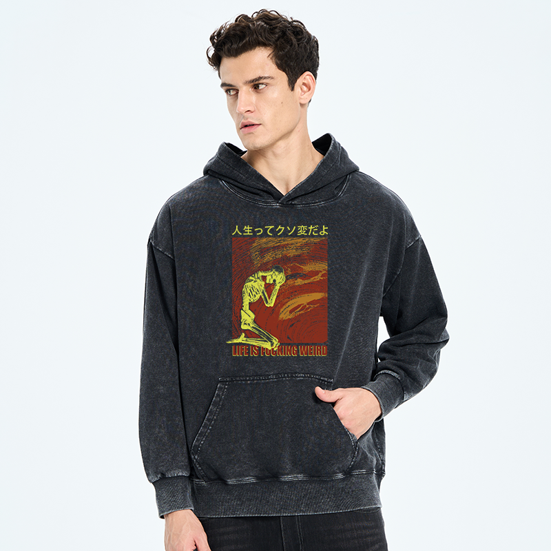 Tokyo-Tiger Skeleton Life is Fu Washed Hoodie