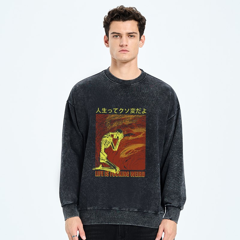 Tokyo-Tiger Skeleton Life is Fu Washed Sweatshirt