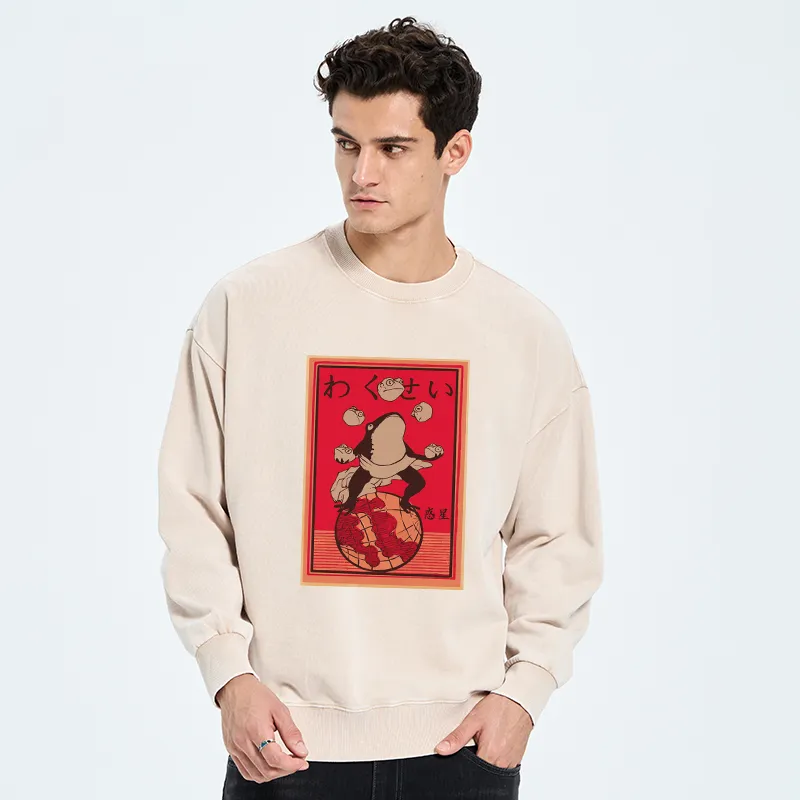 Tokyo-Tiger Wakusei Frog Funny Washed Sweatshirt