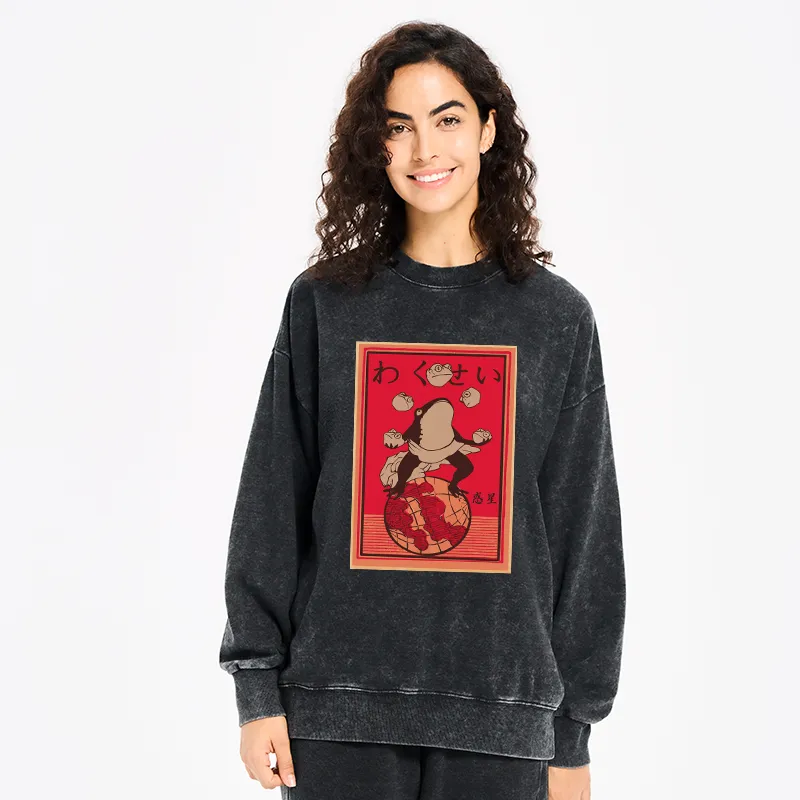 Tokyo-Tiger Wakusei Frog Funny Washed Sweatshirt
