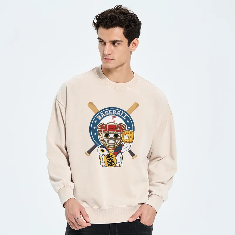 Tokyo-Tiger Janpaese Baseball Cat Washed Sweatshirt