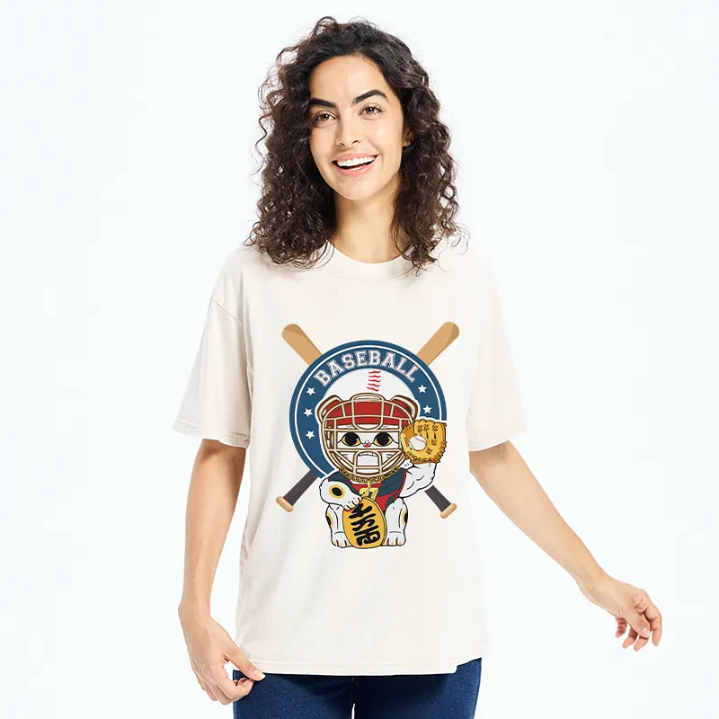 Tokyo-Tiger Janpaese Baseball Cat Washed T-Shirt