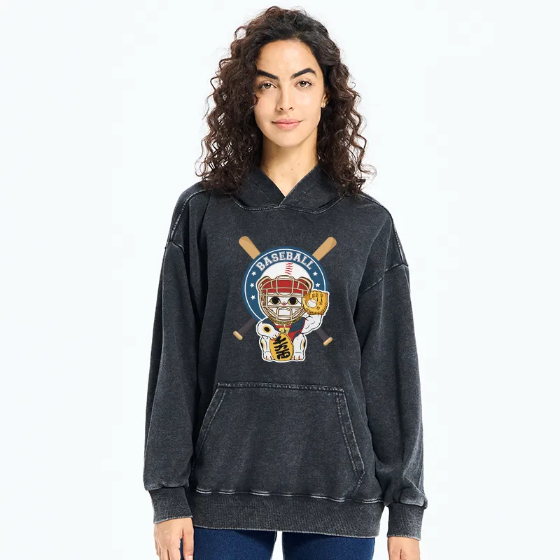 Tokyo-Tiger Janpaese Baseball Cat Washed Hoodie