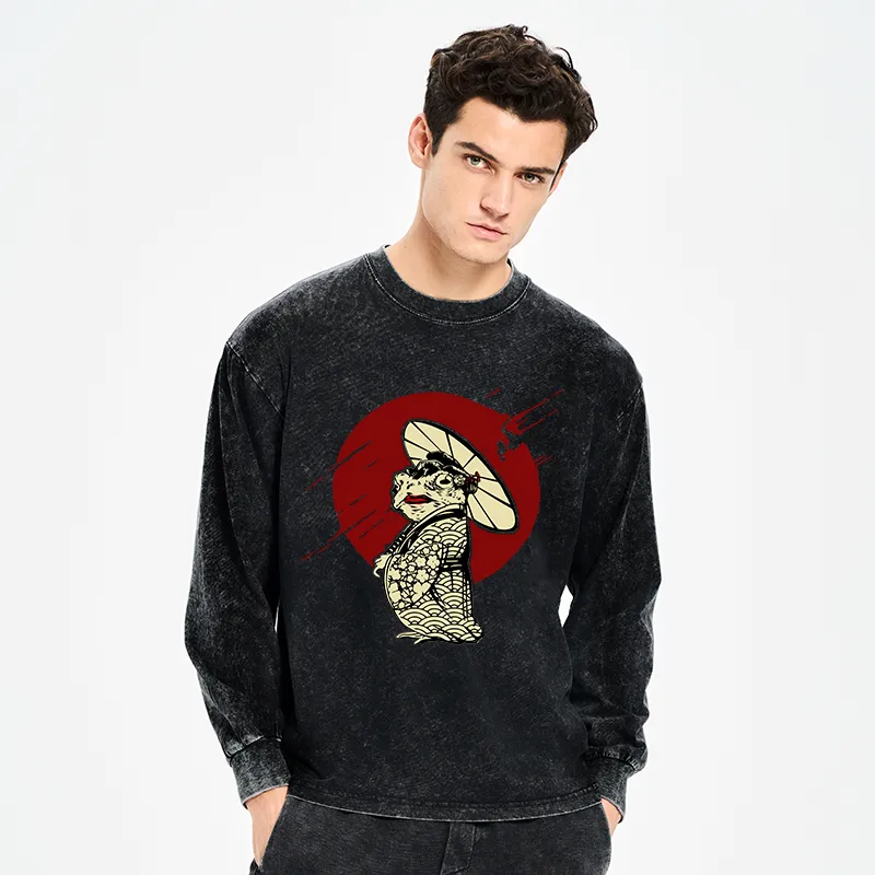 Tokyo-Tiger Frog Monster Washed Long Sleeve T-Shirt