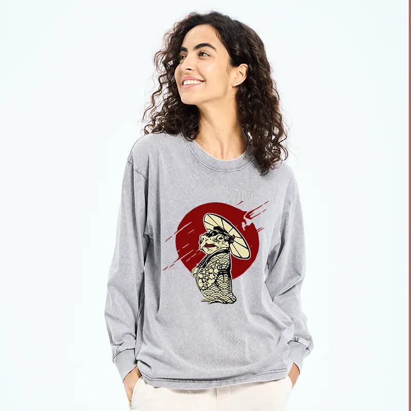 Tokyo-Tiger Frog Monster Washed Long Sleeve T-Shirt