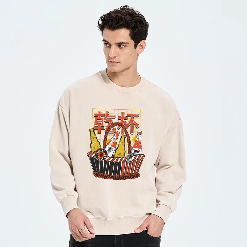 Tokyo-Tiger Have A Beer Together Washed Sweatshirt