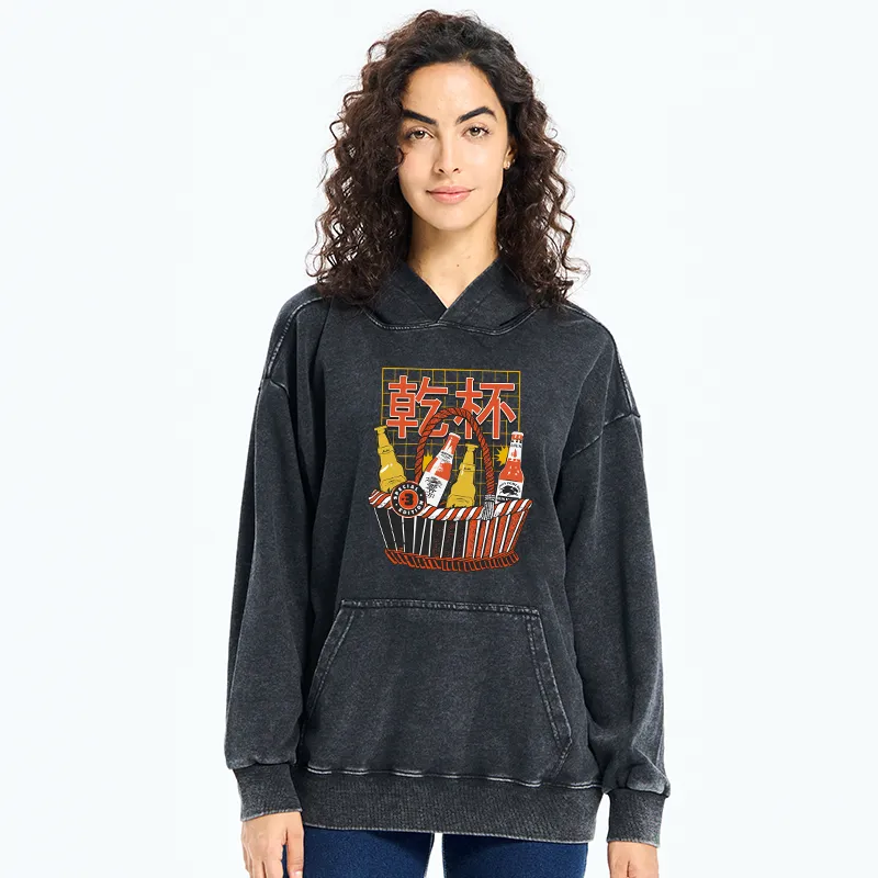 Tokyo-Tiger Have A Beer Together Washed Hoodie