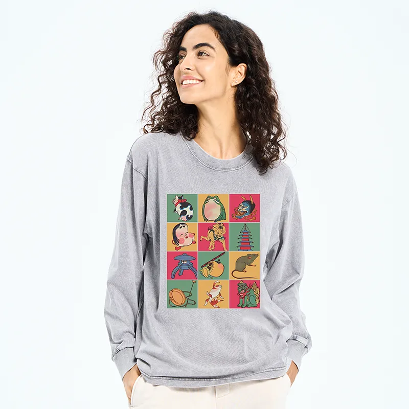 Tokyo-Tiger Japanese Characteristic Goods Washed Long Sleeve T-Shirt