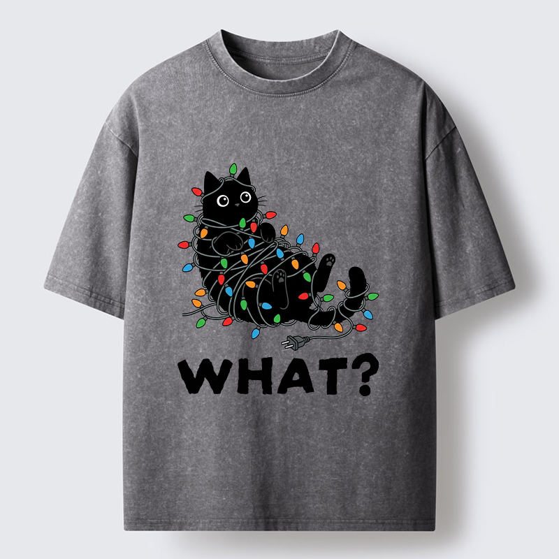 Tokyo-Tiger Cute Christmas Black Cat Meme Washed T-Shirt