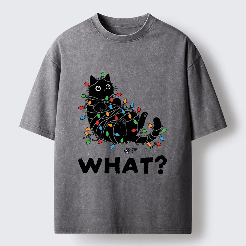 Tokyo-Tiger Cute Christmas Black Cat Meme Washed T-Shirt