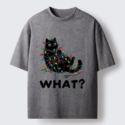 Tokyo-Tiger Cute Christmas Black Cat Meme Washed T-Shirt