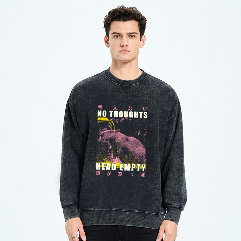 Tokyo-Tiger No Thoughts Head Empty Washed Sweatshirt