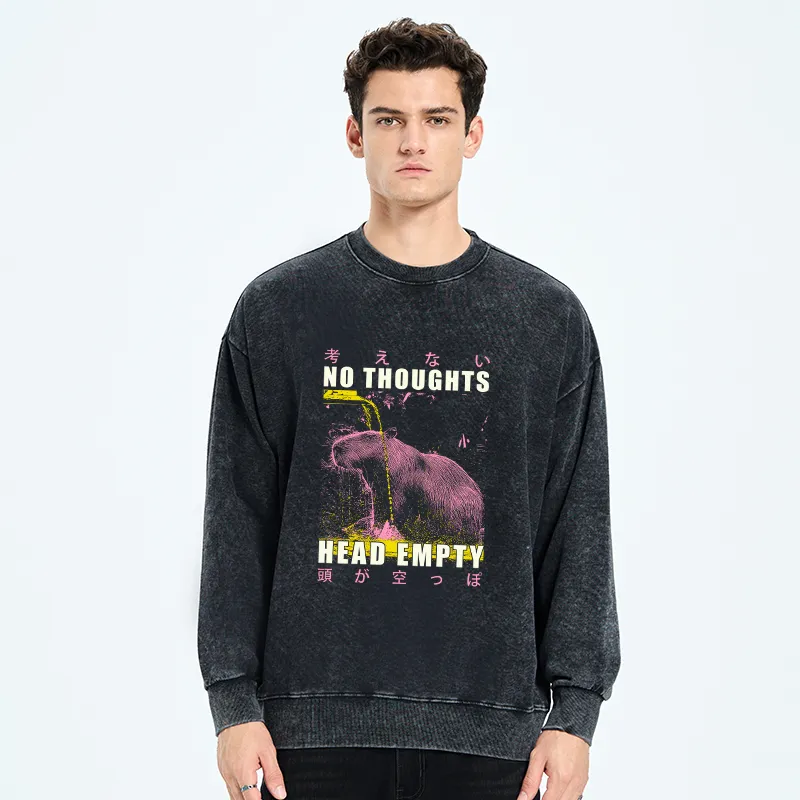 Tokyo-Tiger No Thoughts Head Empty Washed Sweatshirt