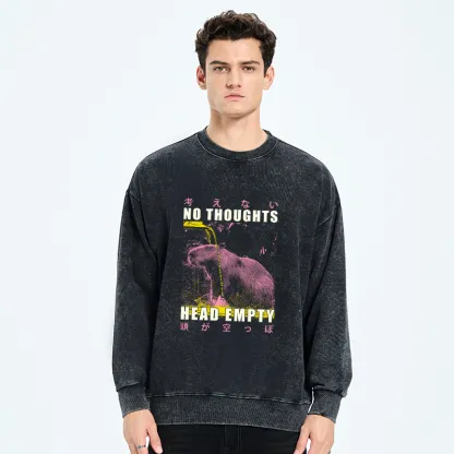 Tokyo-Tiger No Thoughts Head Empty Washed Sweatshirt