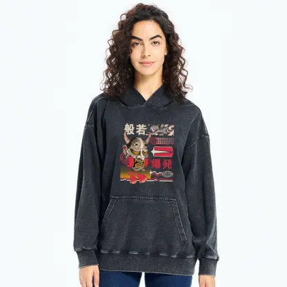 Tokyo-Tiger Hannya Mask Japanese Washed Hoodie