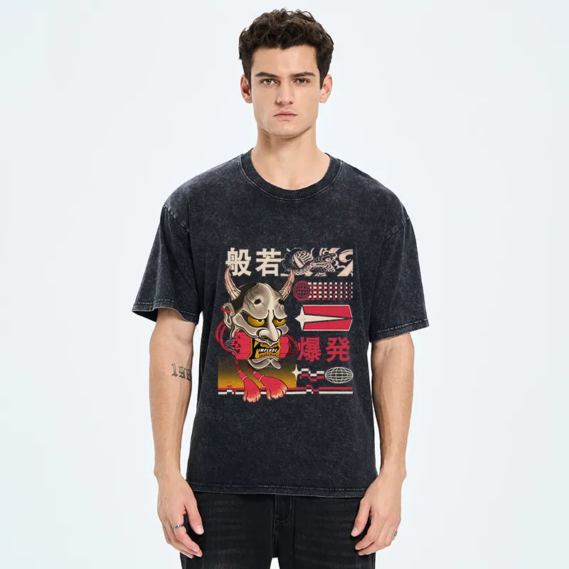 Tokyo-Tiger Hannya Mask Japanese Washed T-Shirt