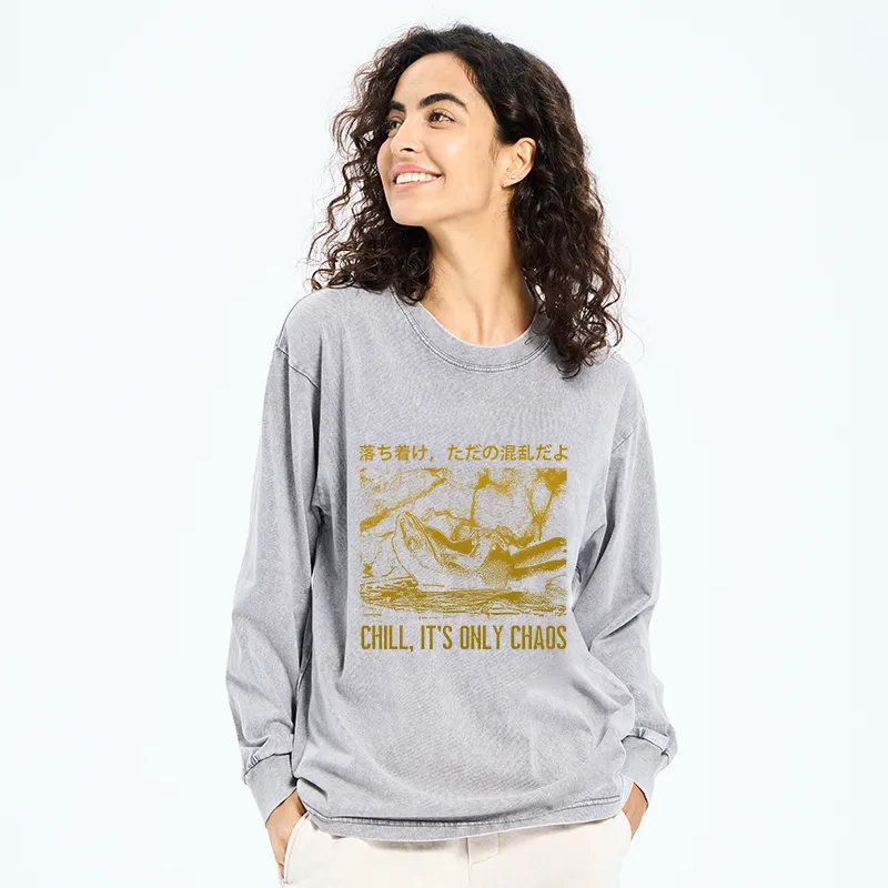 Tokyo-Tiger Cool Frog Japanese Washed Long Sleeve T-Shirt