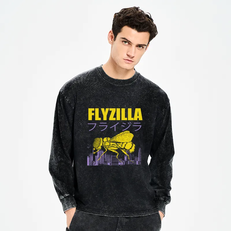 Tokyo-Tiger Giant Fly Japanese Washed Long Sleeve T-Shirt