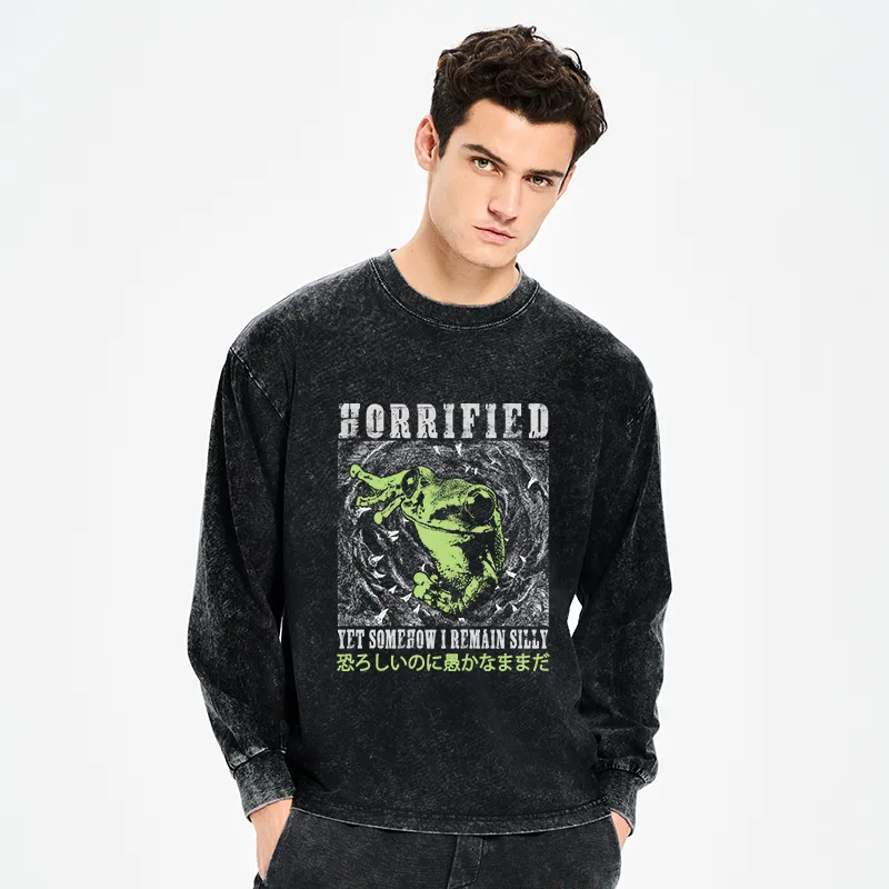 Tokyo-Tiger Silly Frog Japanese Washed Long Sleeve T-Shirt