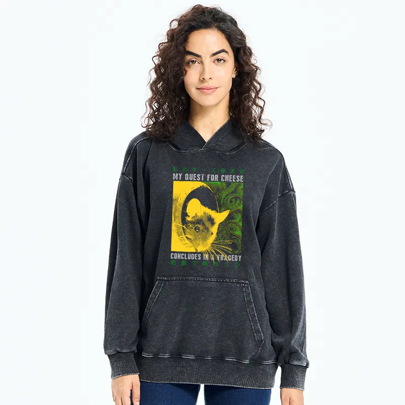 Tokyo-Tiger Mouse Has A Passion For Cheese Washed Hoodie