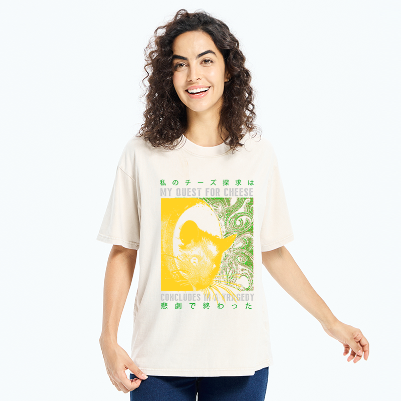 Tokyo-Tiger Mouse Has A Passion For Cheese Washed T-Shirt