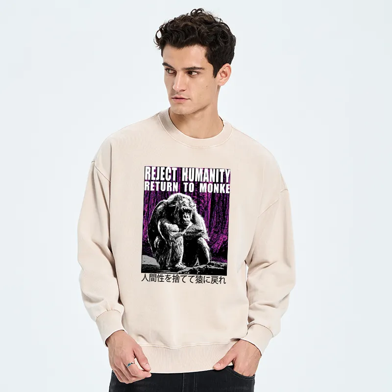 Tokyo-Tiger Reject Humanity Return To Monkey Japan Washed Sweatshirt