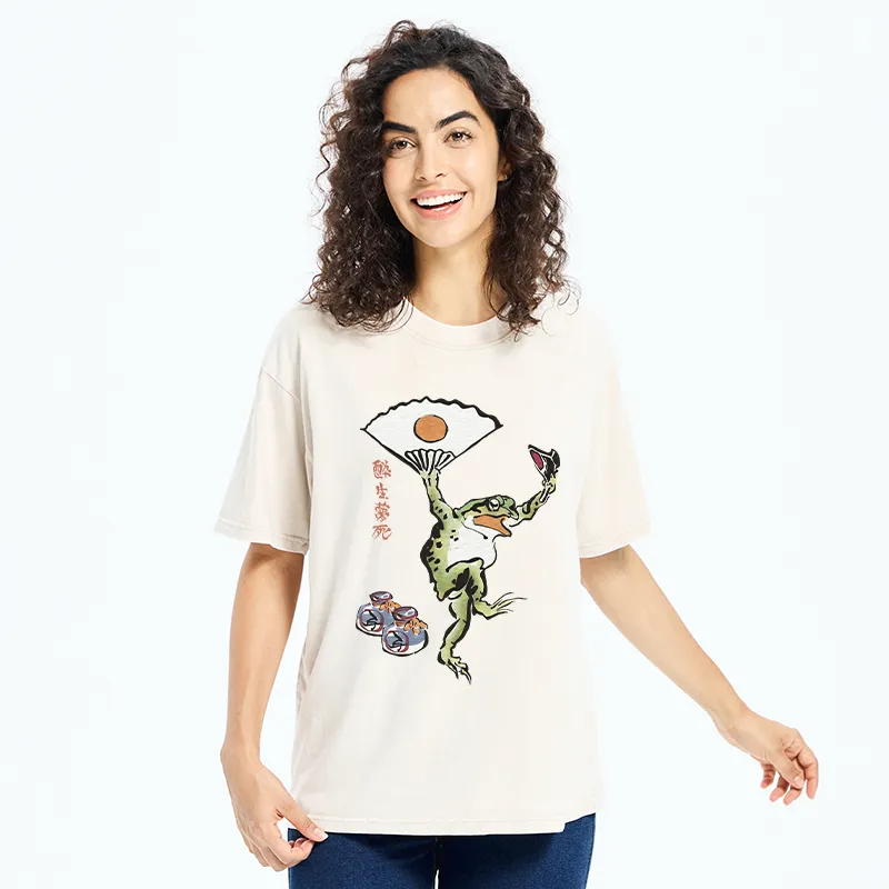Tokyo-Tiger Dancing Frog Japanese Washed T-Shirt
