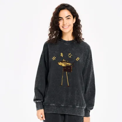 Tokyo-Tiger Unlucky Fish Japanese Washed Sweatshirt