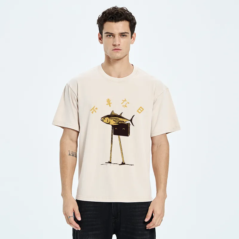 Tokyo-Tiger Unlucky Fish Japanese Washed T-Shirt