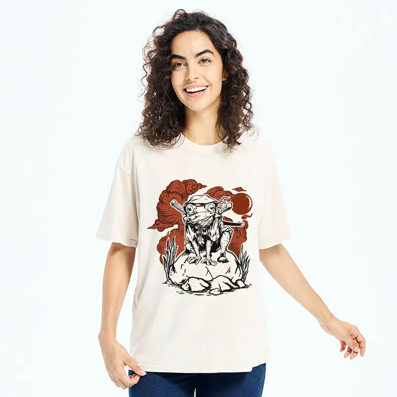 Tokyo-Tiger Ninja Frog Japanese Washed T-Shirt