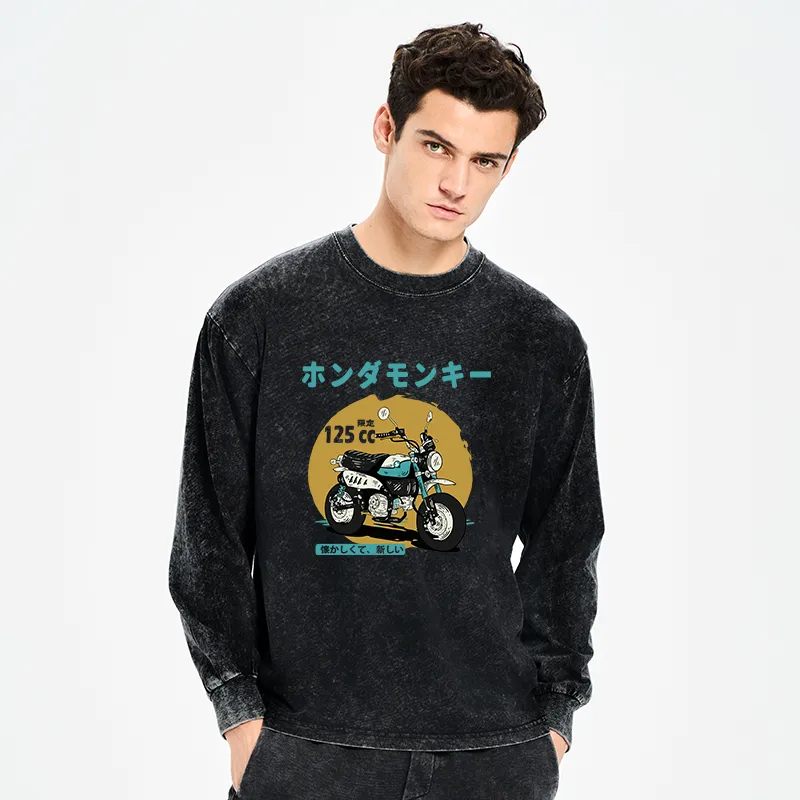 Tokyo-Tiger Honda Motorcycle Japanese Washed Long Sleeve T-Shirt