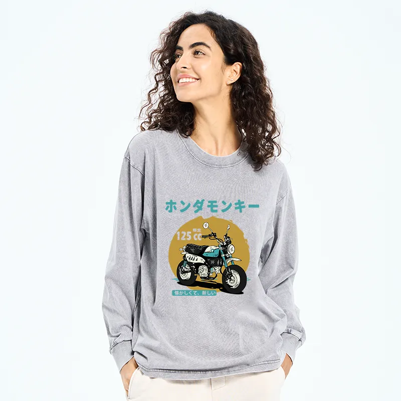 Tokyo-Tiger Honda Motorcycle Japanese Washed Long Sleeve T-Shirt