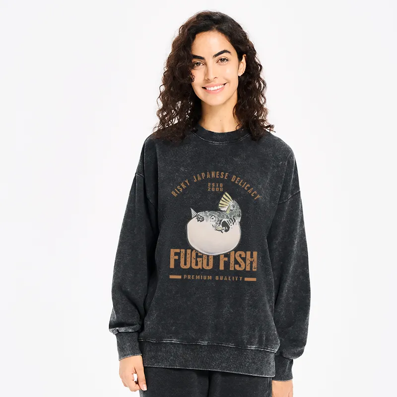 Tokyo-Tiger Fugu Fish Japanese Washed Sweatshirt