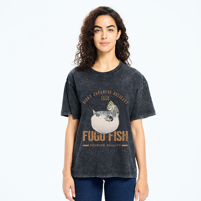 Tokyo-Tiger Fugu Fish Japanese Washed T-Shirt
