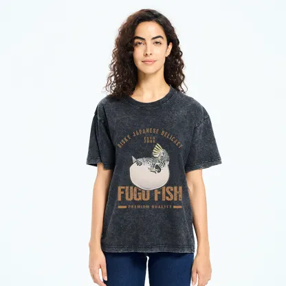 Tokyo-Tiger Fugu Fish Japanese Washed T-Shirt